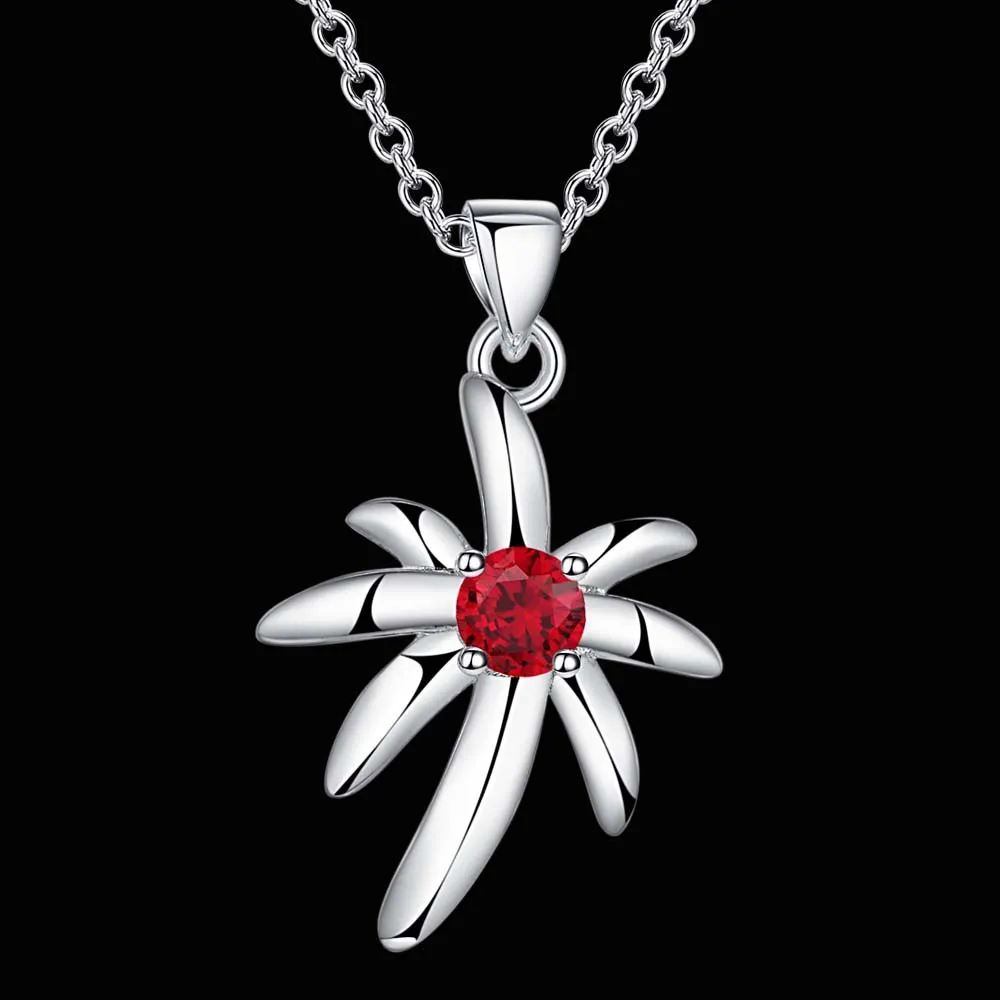 Ожерелье с подвеской из кокосового дерева красным камнем AN859|fashion necklace|jewelry