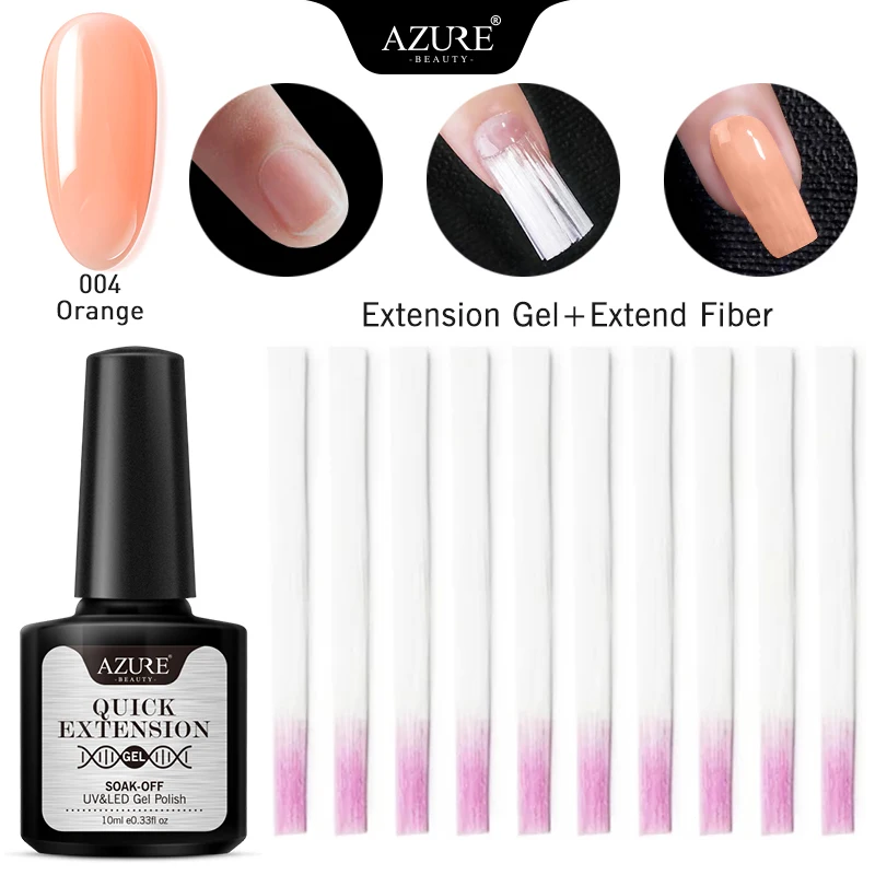 2pcs set04 AZURE BEAUTY, 7 шт./лот, удлиняющий гель для ногтей, набор для наращивания ногтей из волокна, маникюрный набор, Полупостоянный светодиодный гель для наращивания - Color: 2pcs set04