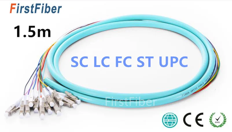 1 5 м 12 волокон свиной хвост LC SC FC UPC 50/125 многомодовый OM3 связка ядро волоконно