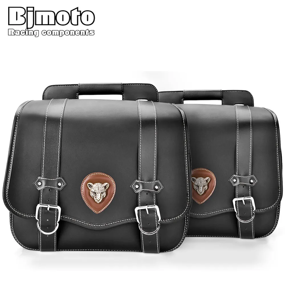 BJMOTO винтажные мотоциклетные седельные сумки из искусственной кожи сумка для инструментов Боковая Сумка универсальная для Harley Honda Yamaha багажная сумка Прямая поставка