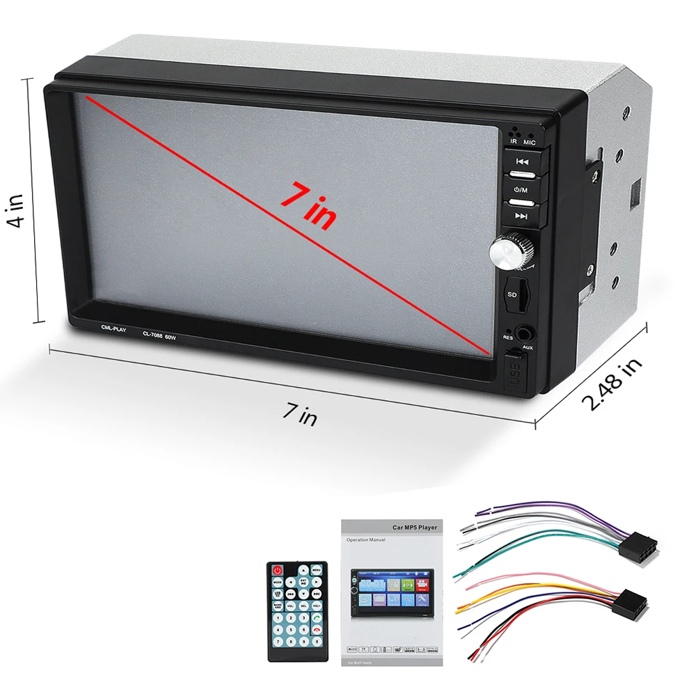 7 ''автомобильное радио Зеркало Ссылка 2 Din HD ручной звонок Bluetooth EQ eEfects 7088B