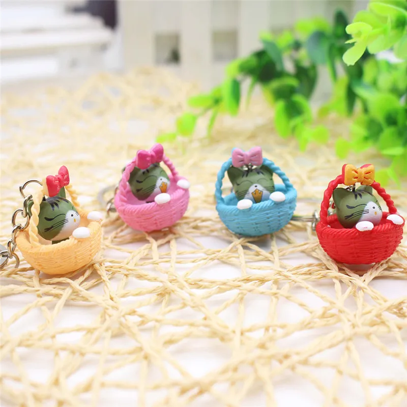 New Cute Basket and Cat Key Rings Chains Pendant Ornament For bag car Keychain Random Mixed Color 1pcs Cartoon | Украшения и