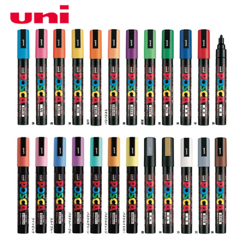 3 шт./партия Mitsubishi Uni Posca PC-5M маркер-средний Tip-1.8mm-2.5mm 17 цветов художественные маркеры офисные школьные принадлежности