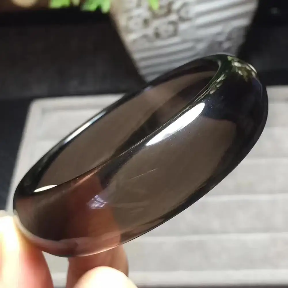 Бесплатная доставка натуральный Лед черный обсидиан камень браслет AAA