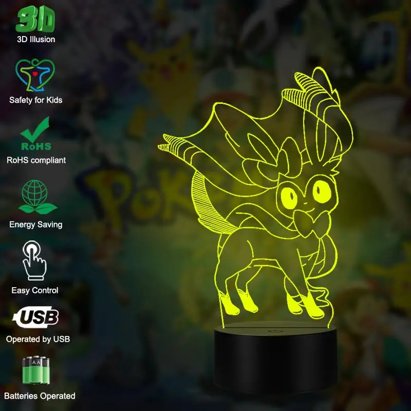 VCity новинка игра Покемон Eevee сильвеон светильник ночсветильник 3D лампа кавайный
