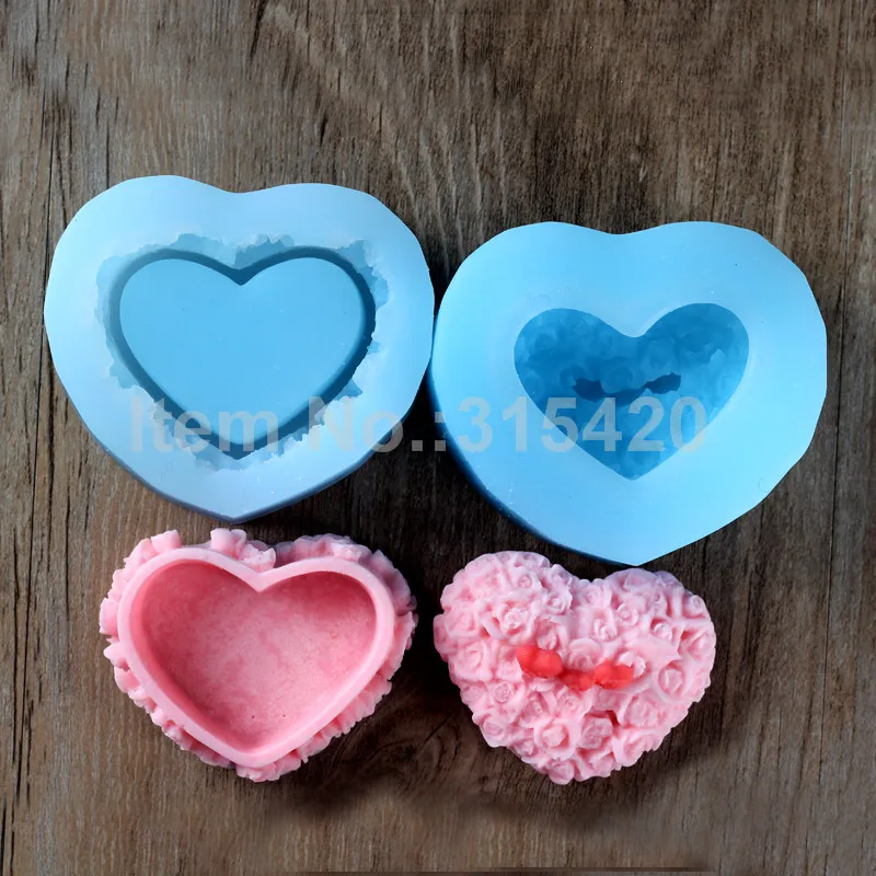 3D Soap Mold Heart Shape Homemade Dressing Case Silicone Candle Molds | Дом и сад