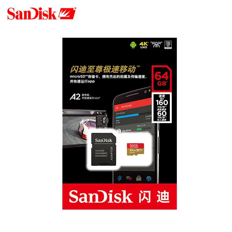 

SanDisk EXTREME PLUS A2 Micro SD Card 256GB 32GB Memory Card 64GB micro sd 128GB Class10 TF card 400gb 160M/s cartao de memoria