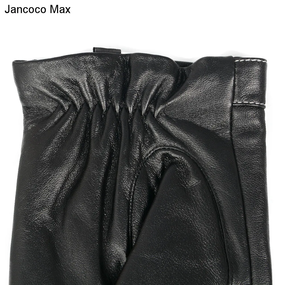 Jancoco Max черные перчатки из натуральной овчины для мужчин модный бренд сенсорный экран открытый варежки Зимние теплые S2024