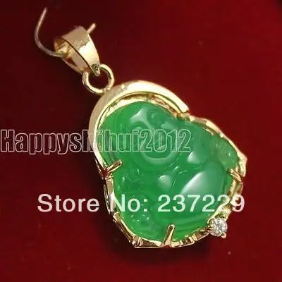 

Лидер продаж->@ оптовая цена S ^^^^ модные ювелирные изделия 18KGP зеленый камень резной budda кулон ожерелье-высшее качество Бесплатная доставка