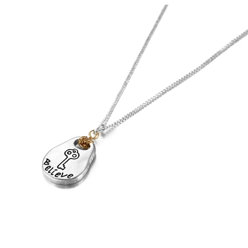 Женское ожерелье с подвеской ENSOUL Золотое и серебряное длинное в виде замка