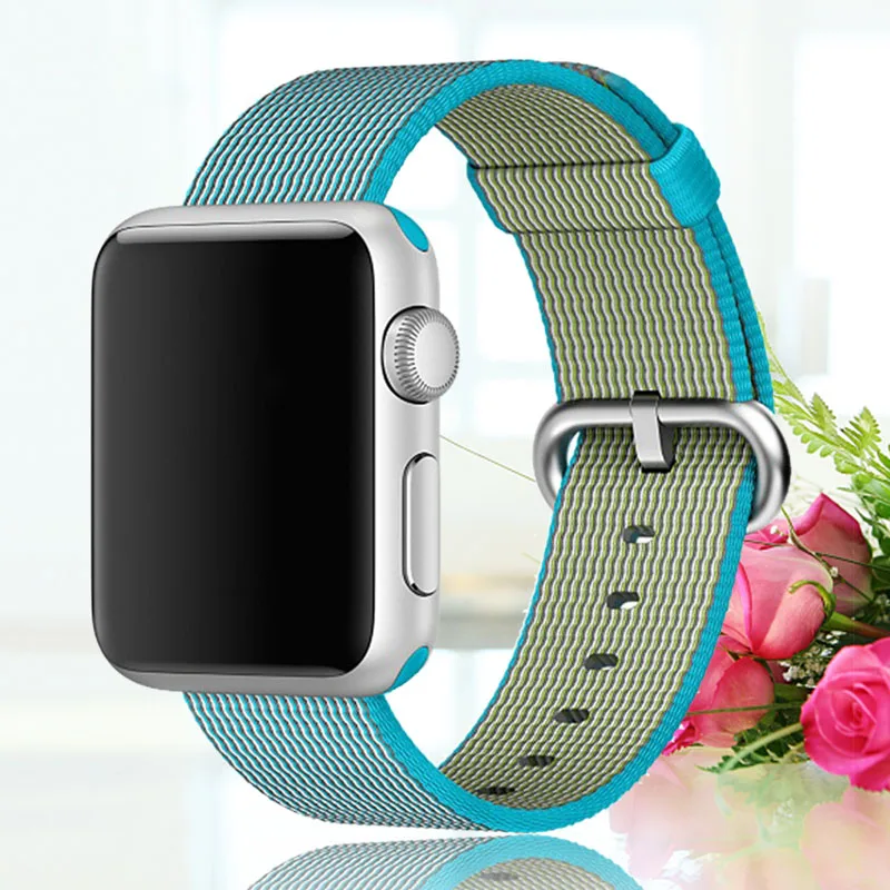 44 мм ремешок для apple watch series 5 4 3 2 1 тканый нейлоновый ремешок для iWatch 40 мм 38 мм узор Классическая пряжка - Цвет ремешка: Water blue
