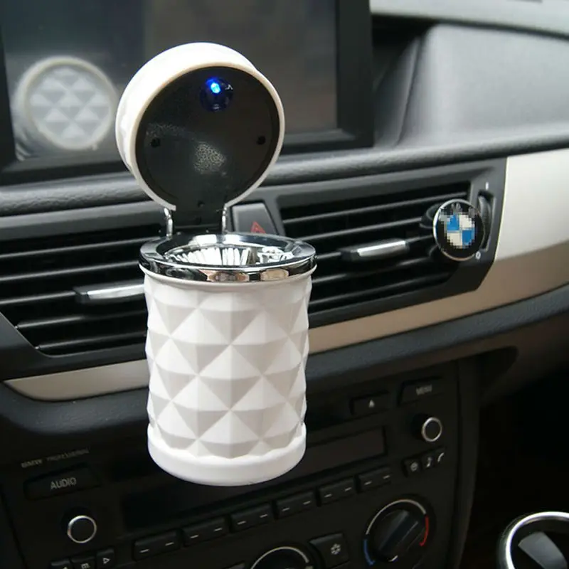 Портативный Нержавеющей Авто Сигареты Бездымного Пепельница с Синей Подсветкой