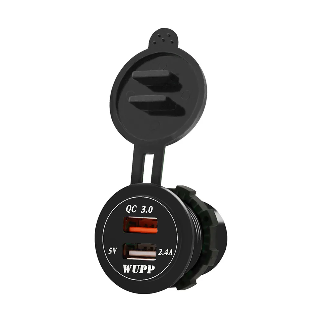 QC 3.0 Dual USB Charger Socket Voltmeter Quick Charge 3.0 Wire Waterproof for Car Motorcycle Mobile Phone Charger Fast QC#Y8