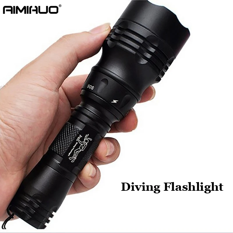 AIMIHUO T6 светодиодный фонарик Дайвинг Мощный Алюминий сплава факел IPX7