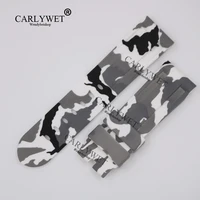 carlywet 24mm wholesale camo white grey waterproof silicone rubber replacement wrist watch band strap belt for luminor
