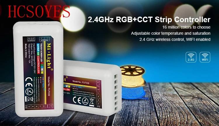 Mi Light FUT039 беспроводной 16 mi llion Цвет 2 4 ГГц RGB + CCT контроллер полосы Диммер для гибких
