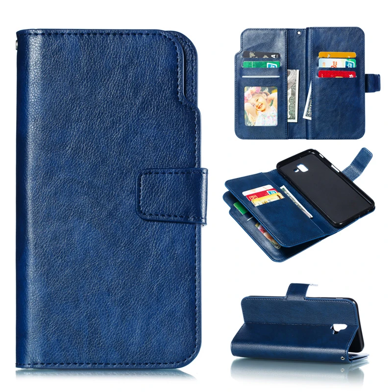 Чехол-Кошелек J4plus J6plus с откидной крышкой и подставкой для карт, кожаный чехол для samsung Galaxy J4 J6 Plus J3 J5 J7 EU Carcasa, чехол Etui