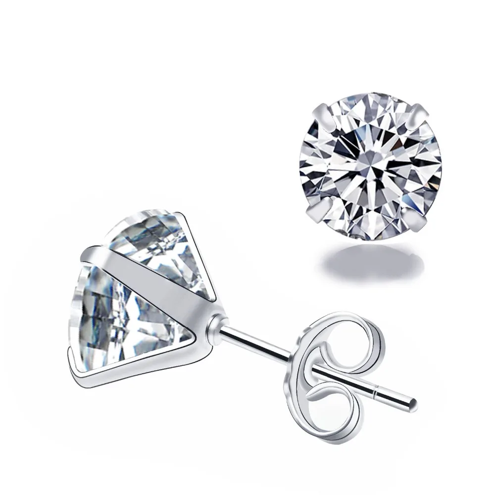 Женские серьги-гвоздики из нержавеющей стали с фианитами | Украшения и