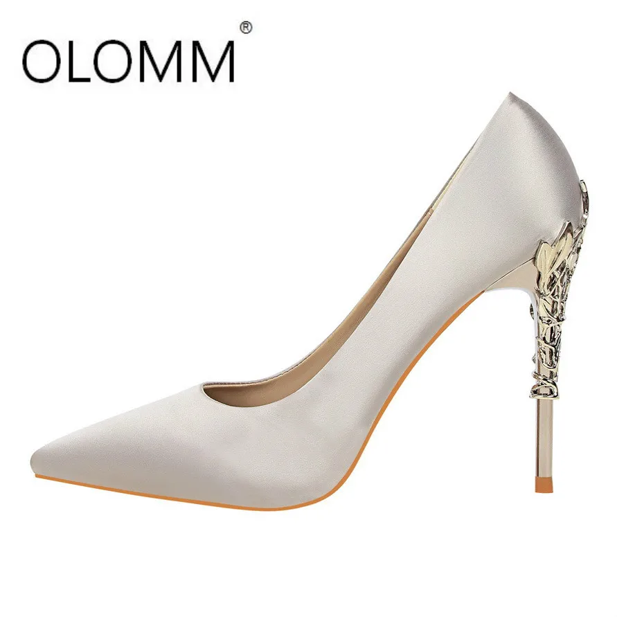 

Sexy Metal Carved Heels Solid Color Shoes Women Pumps Elegant High Heels Fashion Wedding Shoes Famale Women Heel Shoes High 10cm