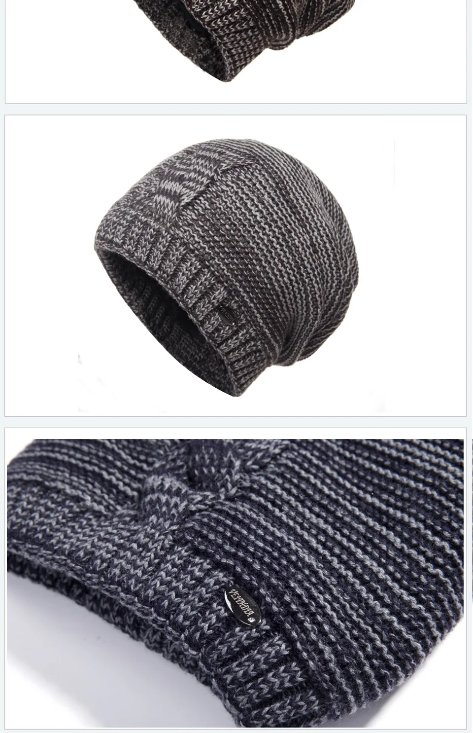 VEITHDIA Skullies шапки зимние для мужчин шапки вязаные плюс бархатные Лоскутные цветные шапки Мужская шапка s двухслойная Толстая теплая