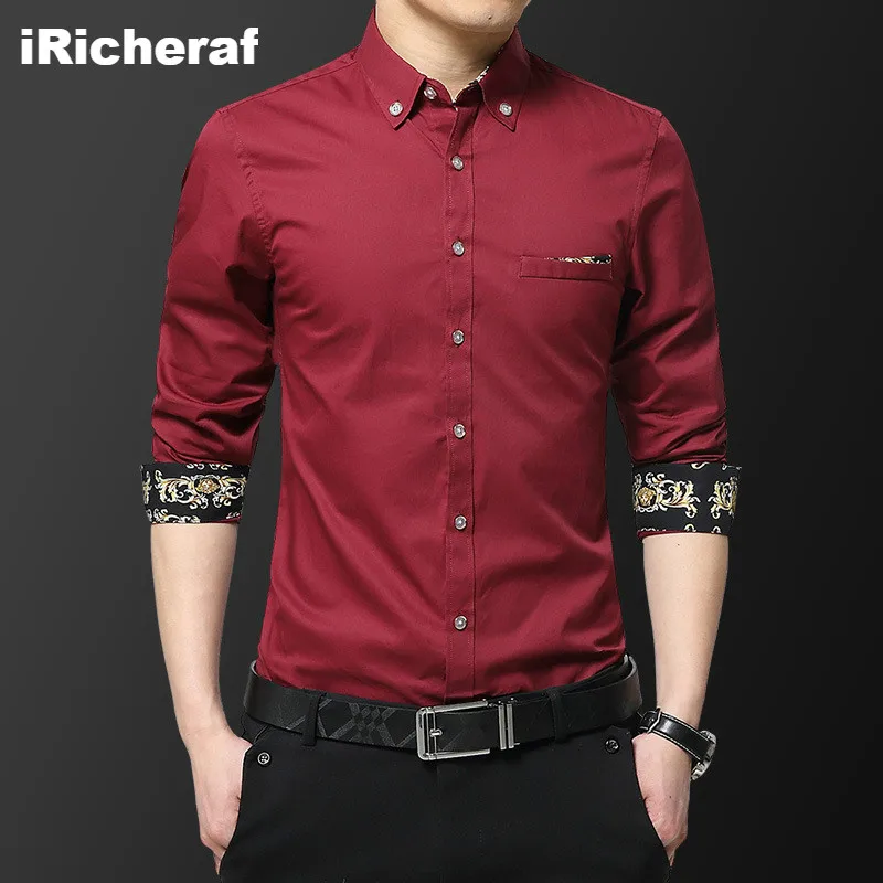 

iRicheraf Fashion New Street Wear Men Shirts Vestido Casual Azul Royal Full Sleeve Korean Shirt Dropshipping 2019 High Quality
