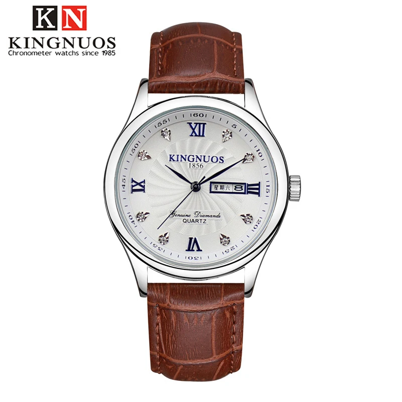KINGNUOS модные повседневные мужские наручные часы с простым горным хрусталем для