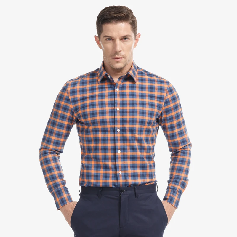 Мужская Фланелевая рубашка в клетку с длинным рукавом 100% хлопок|plaid men shirt|fashion man