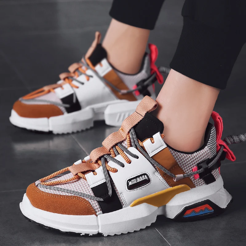 SUROM Summer New Men's Casual Shoes Breathable And Comfortable Lace Zapatos Hombre Sneakers Fashion Wild Mesh Sneaker | Обувь
