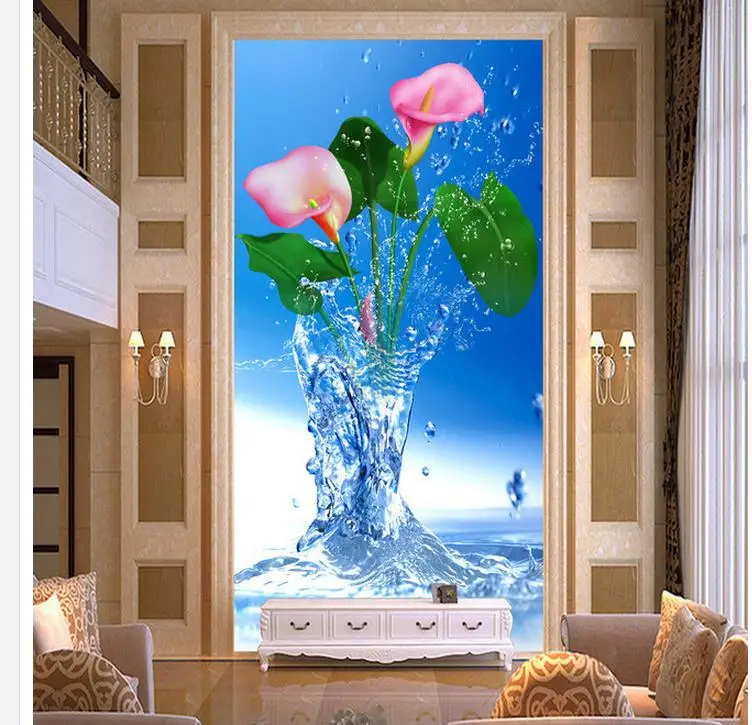 Украшение дома обои для гостиной Лилии вход проход фон современной обои|decor