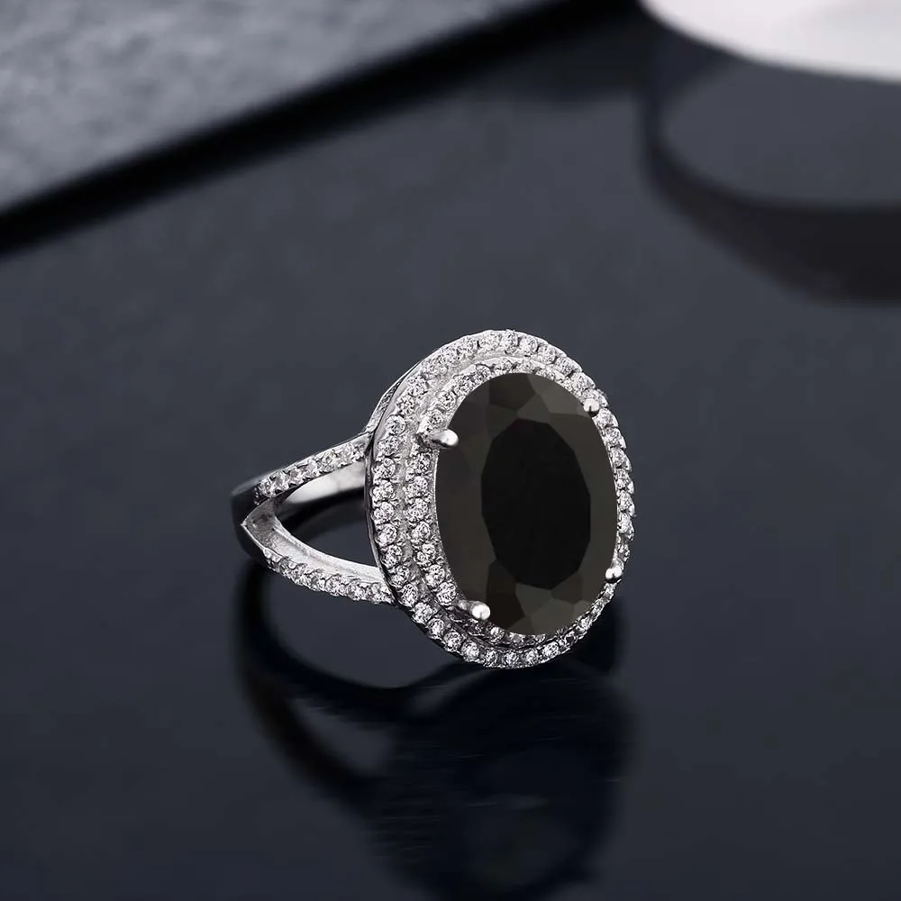 GemStoneKing 6 44 Ctw 14X10MM натуральный камень "черный оникс" кольцо из стерлингового