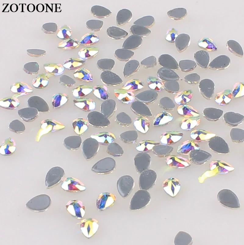 ZOTOONE 4*6mm Hotfix Crystal AB Drop Rhinestone Iron On Stones For Clothes Strass Flatback Nail Art Beads Crafts | Дом и сад