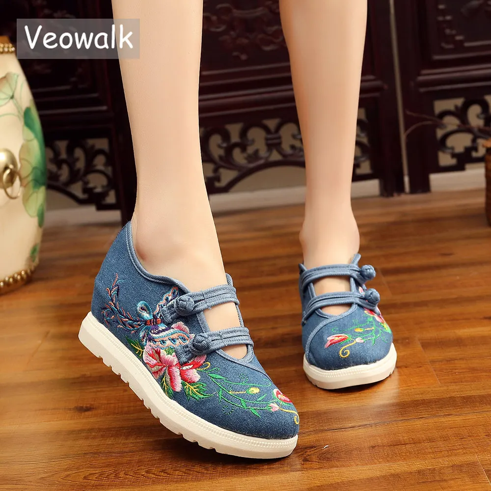 Кроссовки Veowalk женские на скрытой платформе повседневная холщовая обувь с