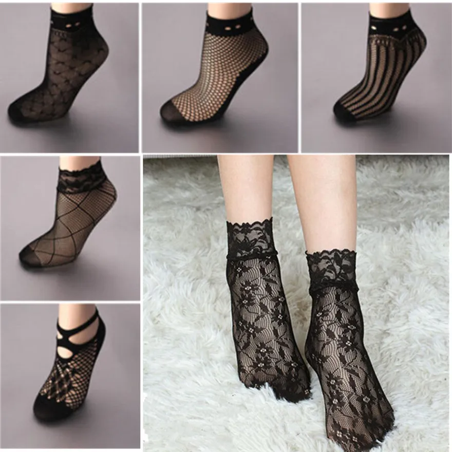 Новинка лета 2019 сексуальные мягкие черные кружевные ажурные короткие носки с