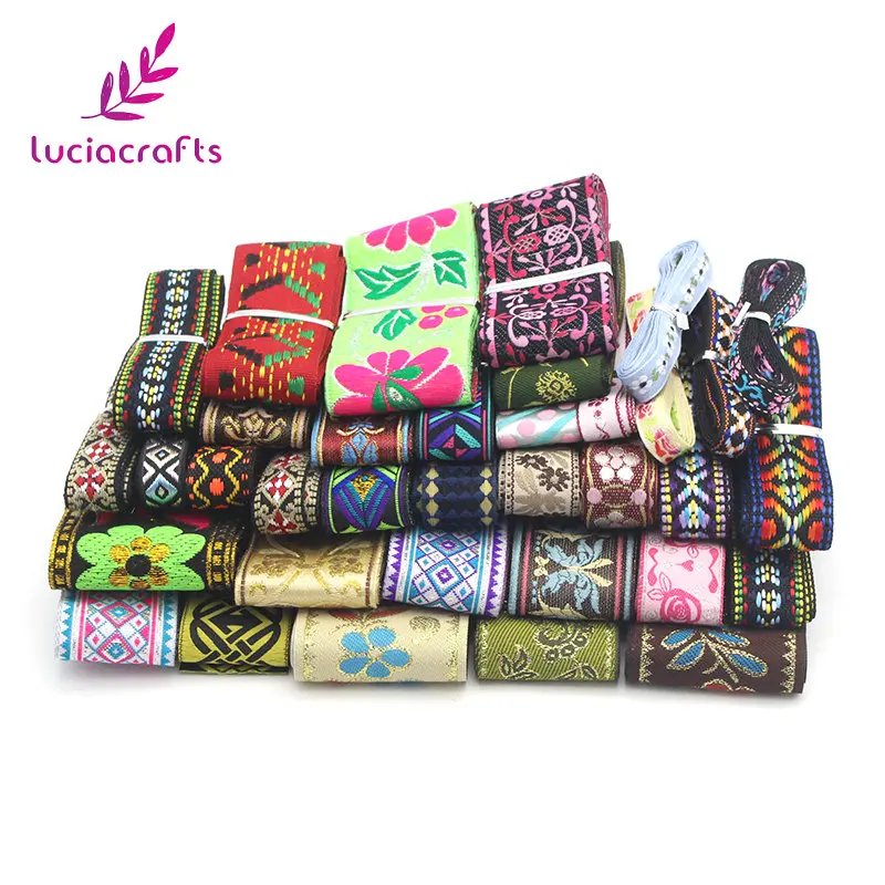 Lucia crafts случайный смешанный 12 лет/лот 6-50 мм жаккардовые вышитые ленты DIY Одежда оберточная отделка Швейные аксессуары Q0707
