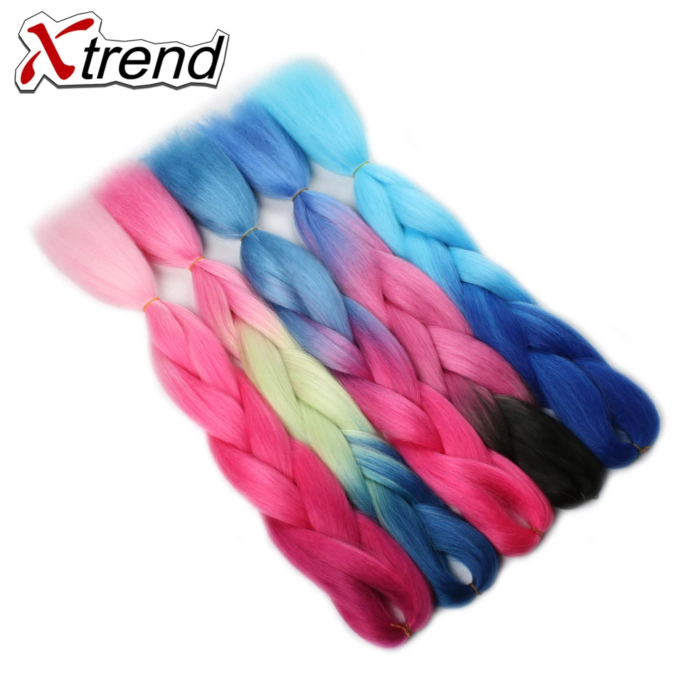 Xtrend ombre канекалон плетение волос 24 inch синтетические jumbo косами крючком волокна