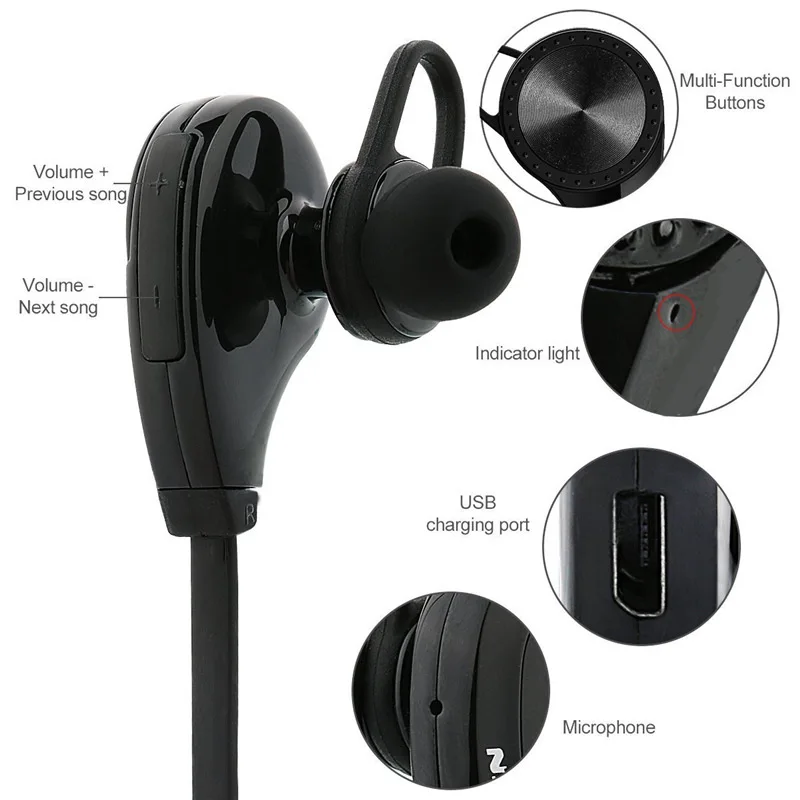 Qinkar Спорт Bluetooth наушники Беспроводной стерео подножка музыка Handsfree BT наушников