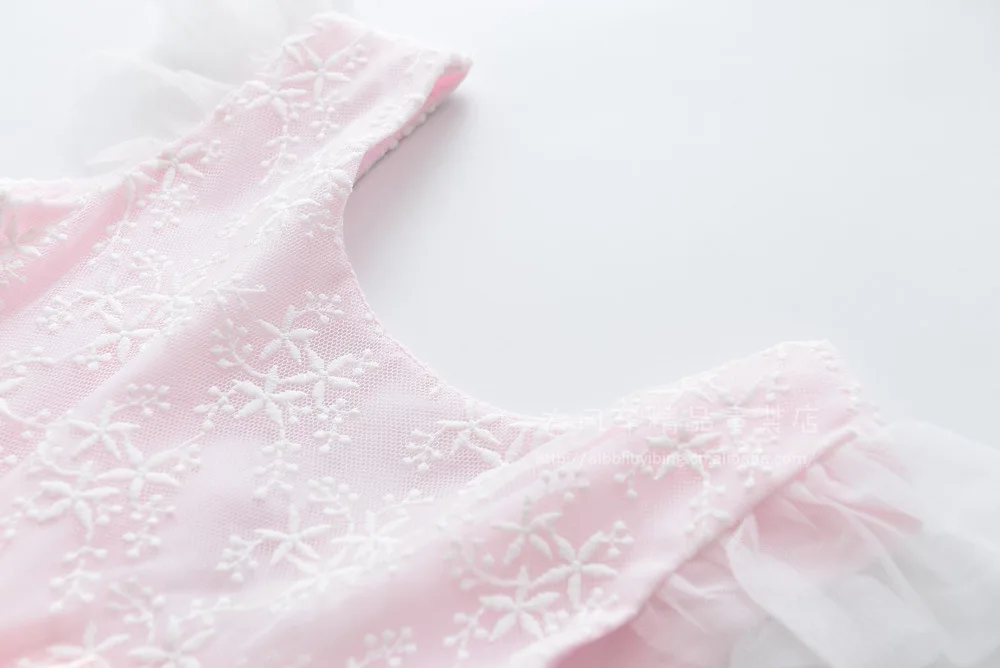 Roimyal Wholesale 2019 Summer new sweet flowers decorated dress 2-9 years girl round collar mesh flying sleeve vest | Детская одежда и