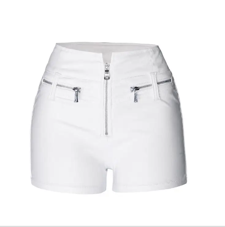 Черные/белые женские мотоциклетные шорты из искусственной кожи с высокой талией