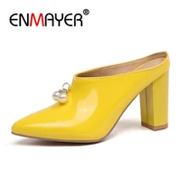 enmayer pointed toe slip on casual high heels calzado mujer woman shoes sexy heels size 34 43 zyl2547