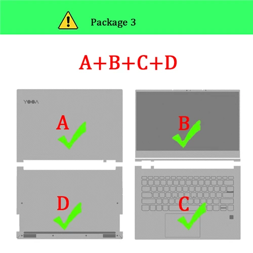 Package-3 A B C D Наклейка на ноутбук s Для lenovo Yoga 2 3 4 5 6 7 Pro Yoga 900 910 920-13 C930-13IKB 900s-12ISK наклейка на кожу для Yoga Book YB1-X91F - Цвет: Package-3 A B C D