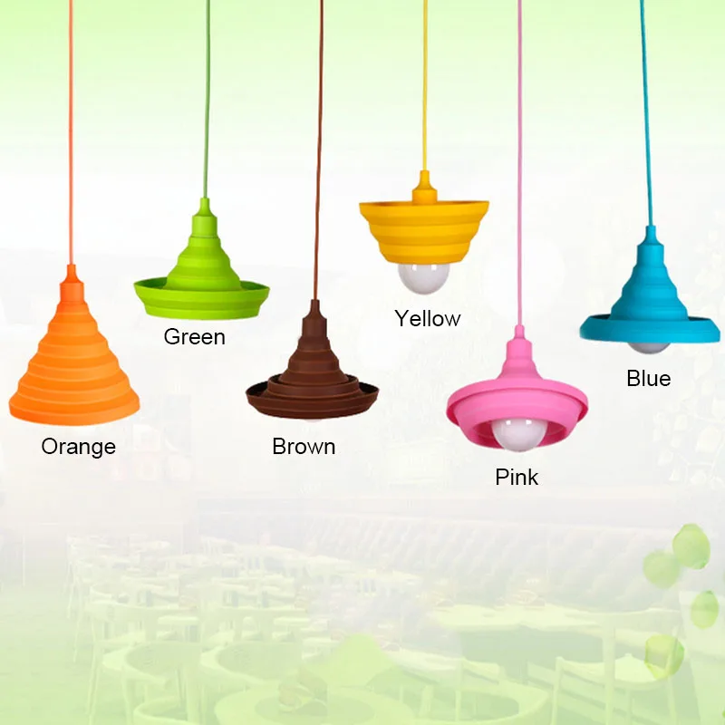 Colorful Led Pendant lights Vintage E27 Silicone Edison lustre Rope Restaurant Lamp light Dining Room Kitchen Hanglamps | Лампы и