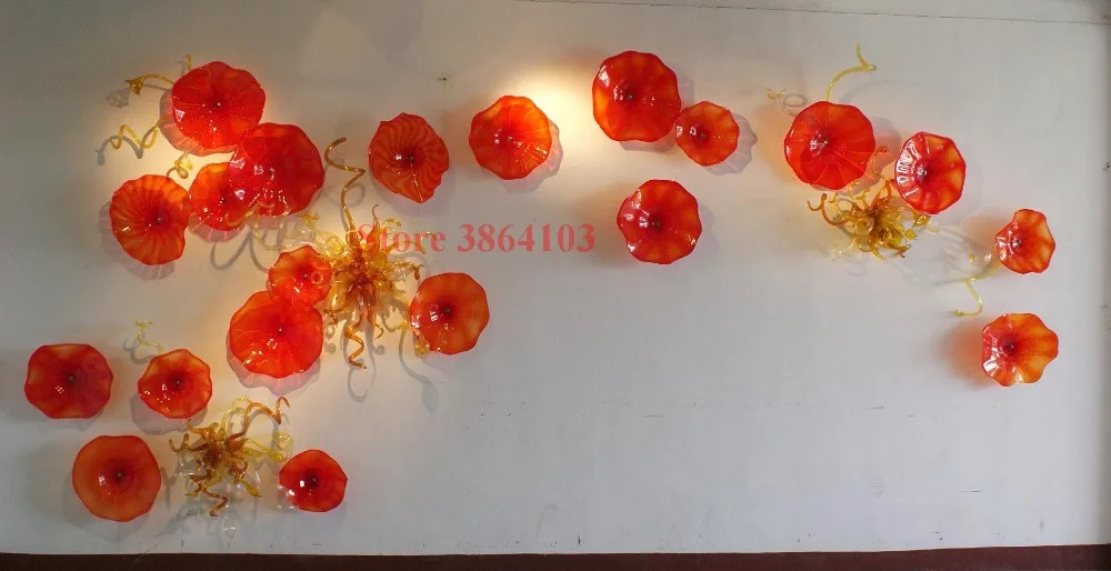 

Hotel Dale Chihuly Style Handmade Home Decorative Murano Flower Glass Plates for Wall Hanging