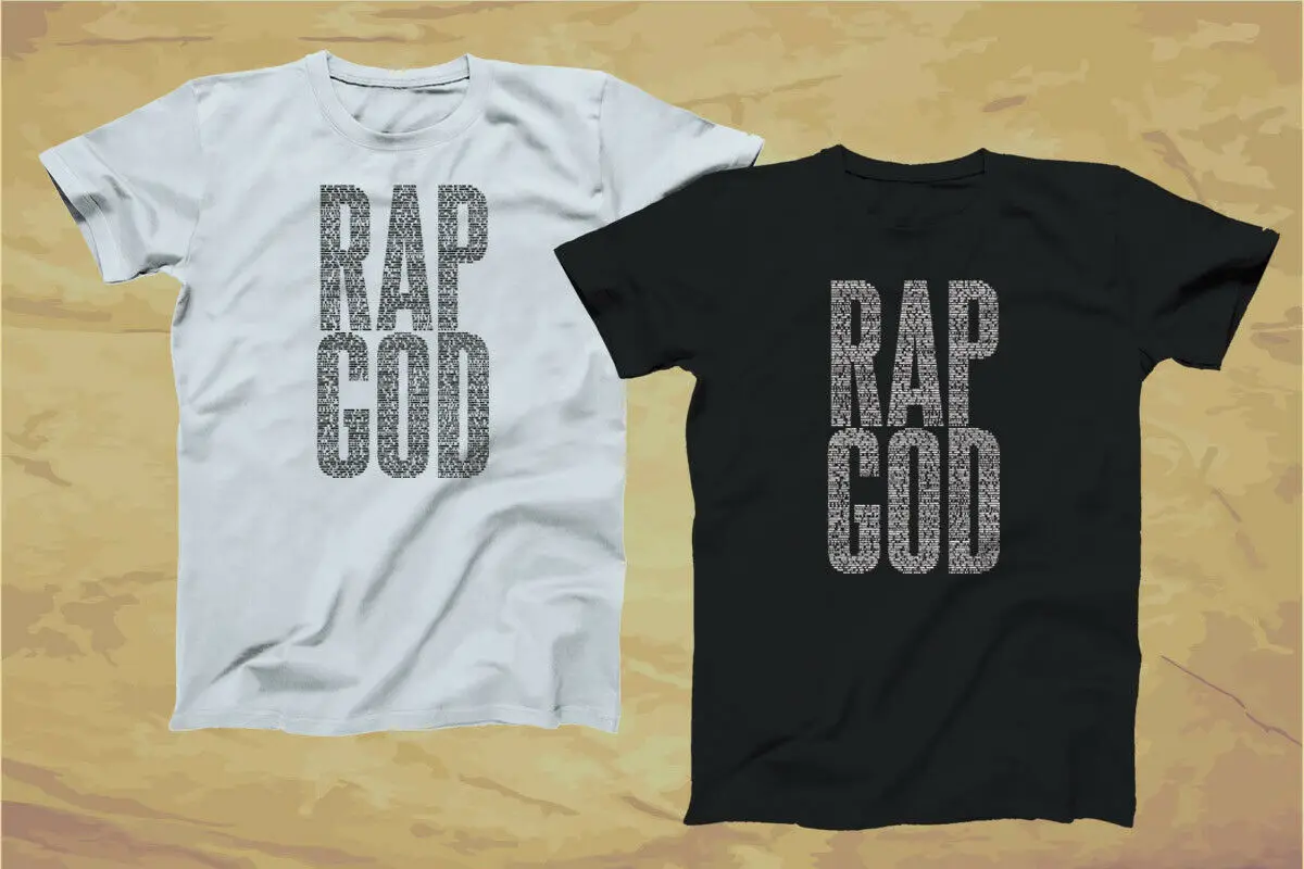 Мужская футболка с логотипом EMINEM * RAP GOD черно-белая в стиле хип-хоп XS-3XL 100% хлопок |