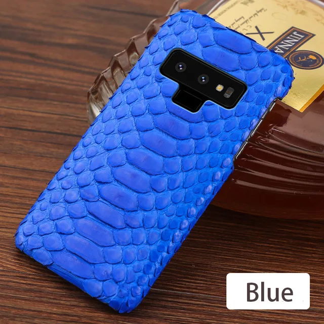 Чехол для телефона для samsung Galaxy S6 S7 S8 S9 S10 Note 8, 9, 10, плюс натуральной кожи питона A20 A30 A40 A50 A5 A7 J5 J7 A8 J6 чехол - Цвет: Blue