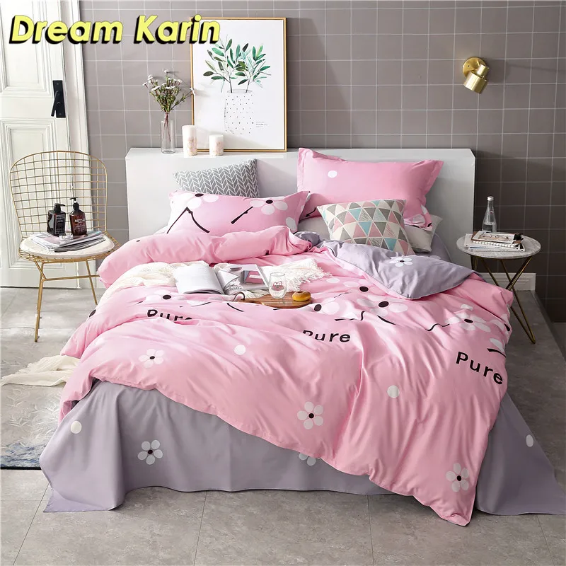 Dream Karin милое постельное белье набор для девочки Цветочный узор пододеяльник с