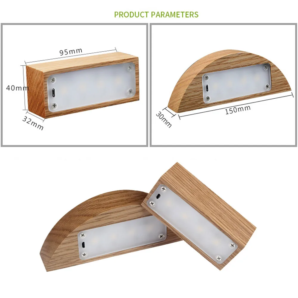 

Modern Table Lamp Wooden Base Desk Night Light Mini Retro Bedside Lamp for Home Bedroom Decor