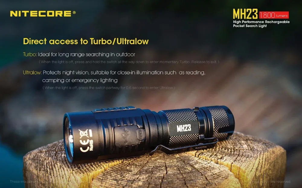 NITECORE MH23 USB Перезаряжаемый фонарик CREE XHP35 HD max 1800 люмен 7 режимов работы тактический фонарь для поиска и спасательный маяк