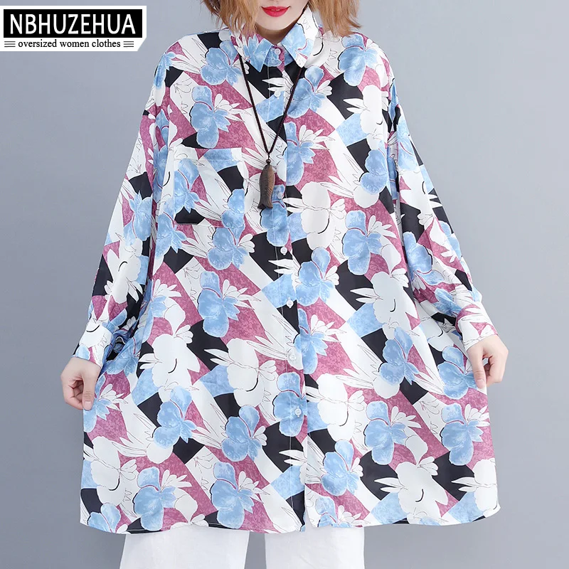 NBHUZEHUA F76 2018 Осенняя женская рубашка с длинным рукавом богемная шифоновая
