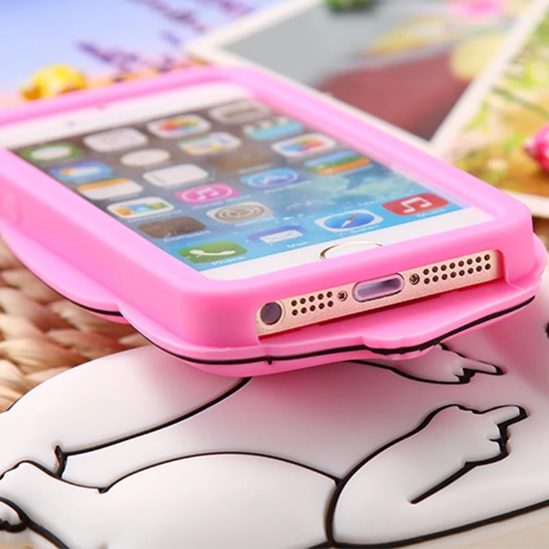 NEW Fashion 3D Cartoon lovely Soft Rubber Silicon Cat Cover boy girl phone case cover for iPhone 5 5S Shell Para Housing |