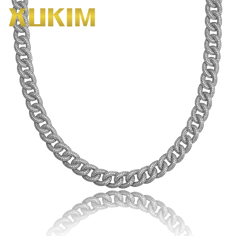 Ожерелье Xukim Золотая/серебряная цепь в стиле хип хоп с кубическим